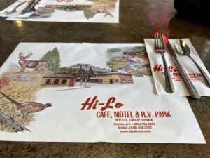 Nostalgic placemat from a roadside diner.